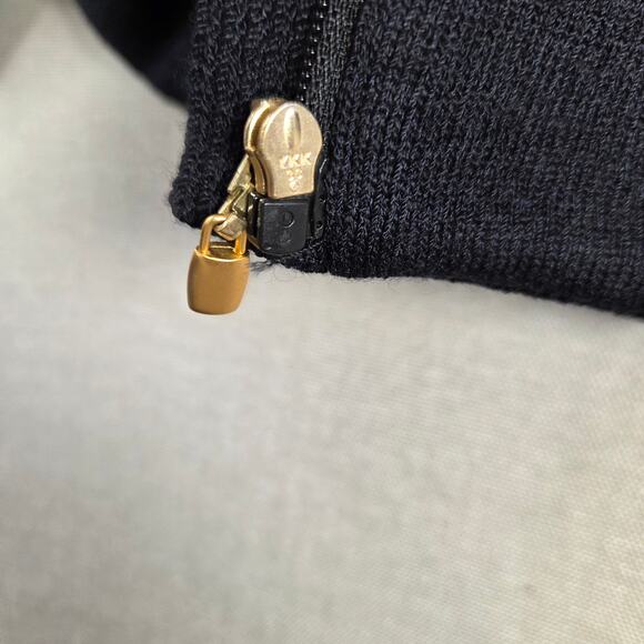 St. John Collection Navy Knit Jacket Women’s Size 10 Gold Button Zip Front USA - Picture 15 of 16